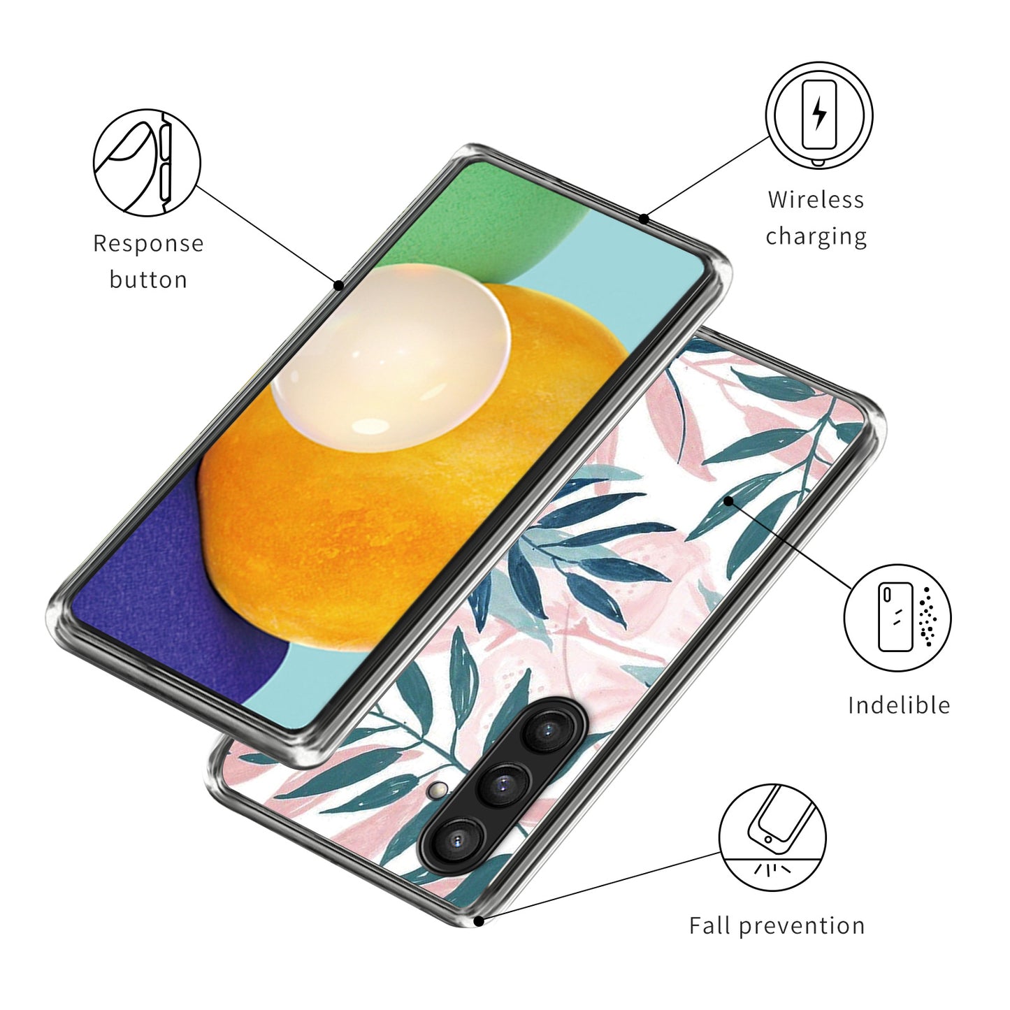 For Samsung Galaxy S24 Case Pattern Flexible TPU Phone Back Cover Shell - Leaves