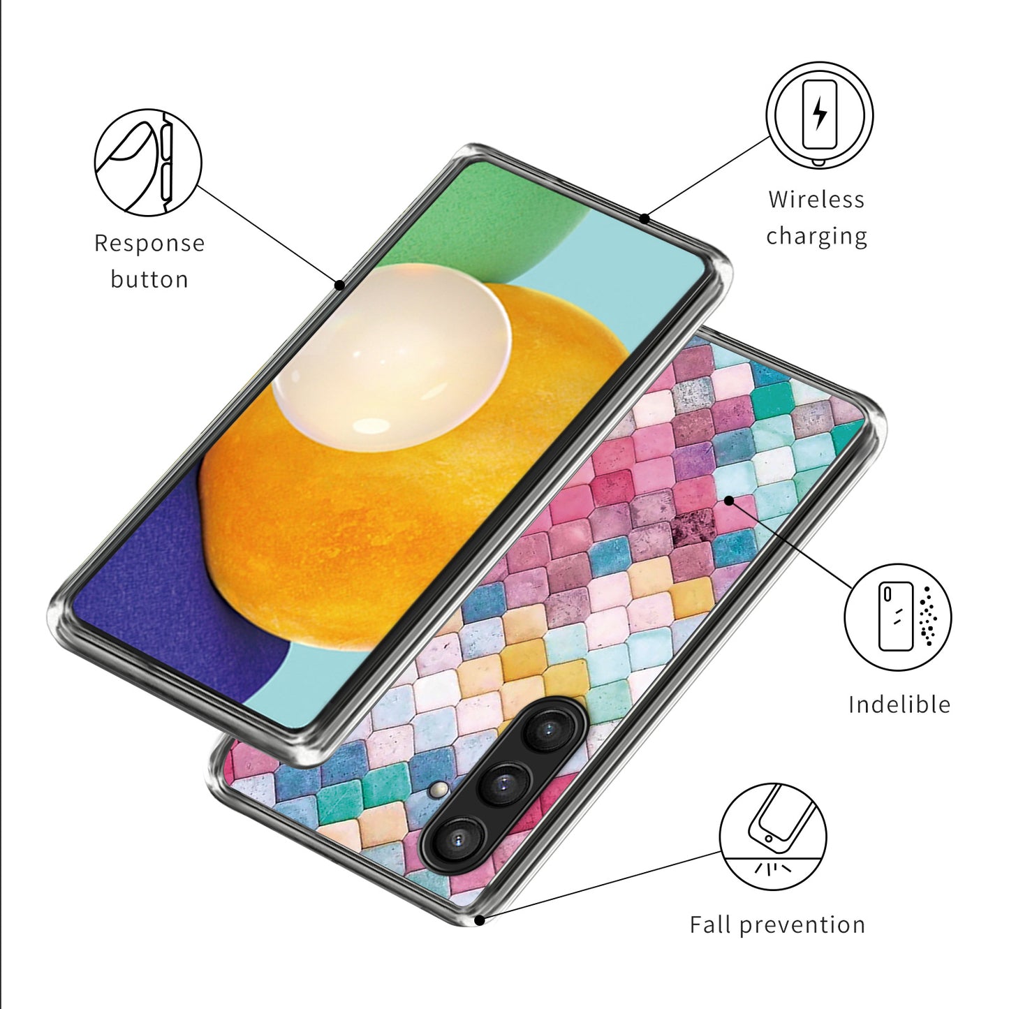 For Samsung Galaxy S24 Case Pattern Flexible TPU Phone Back Cover Shell - Rainbow Rhombus