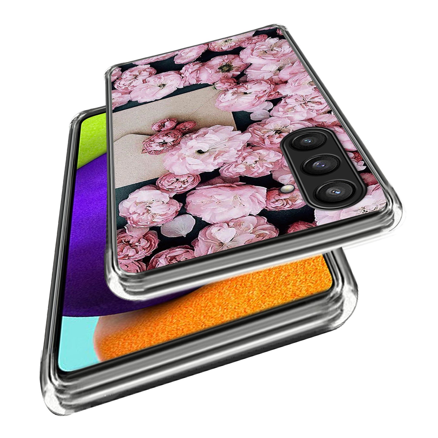 For Samsung Galaxy S24 Case Pattern Flexible TPU Phone Back Cover Shell - Pink Flowers
