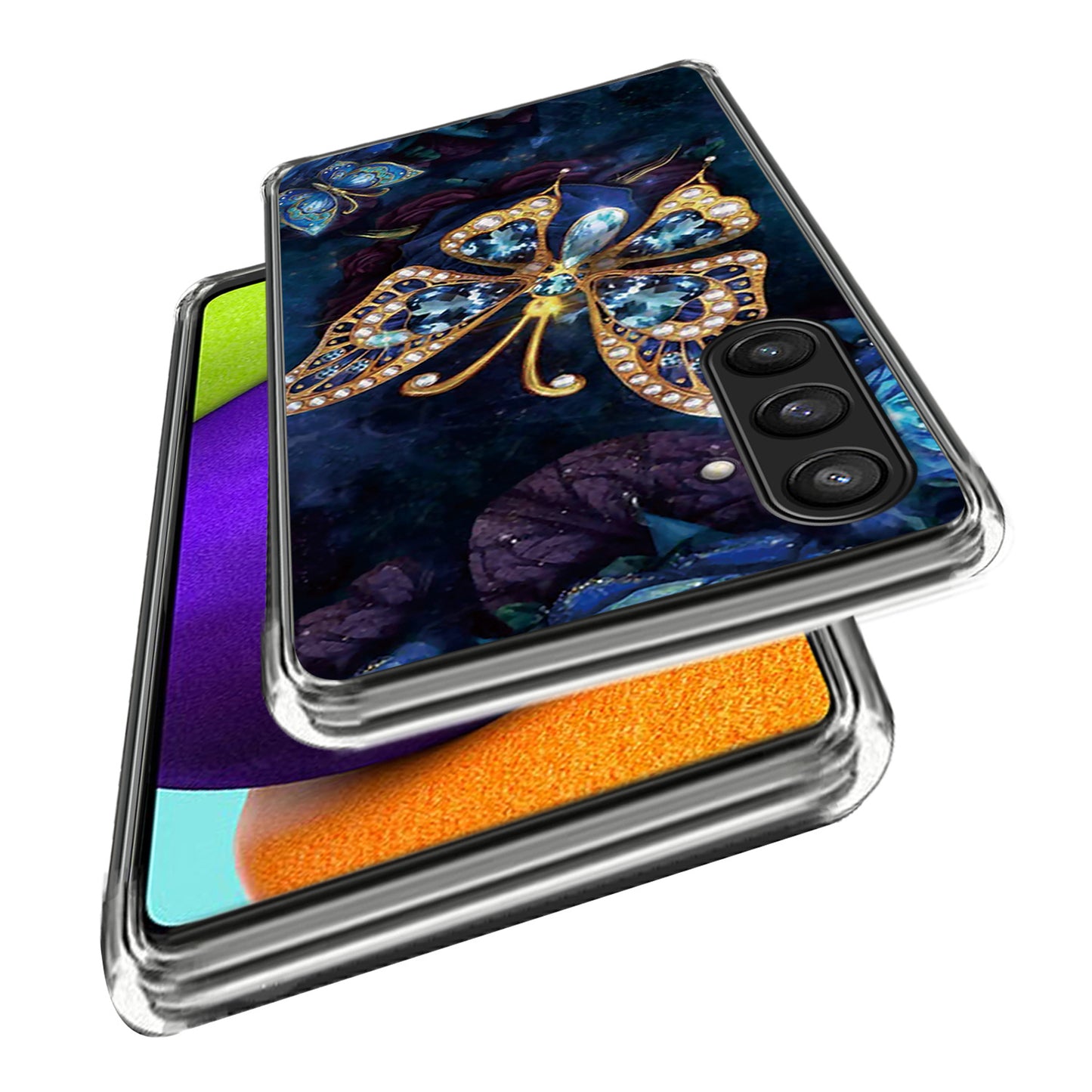 For Samsung Galaxy S24 Case Pattern Flexible TPU Phone Back Cover Shell - Jewelry Butterfly