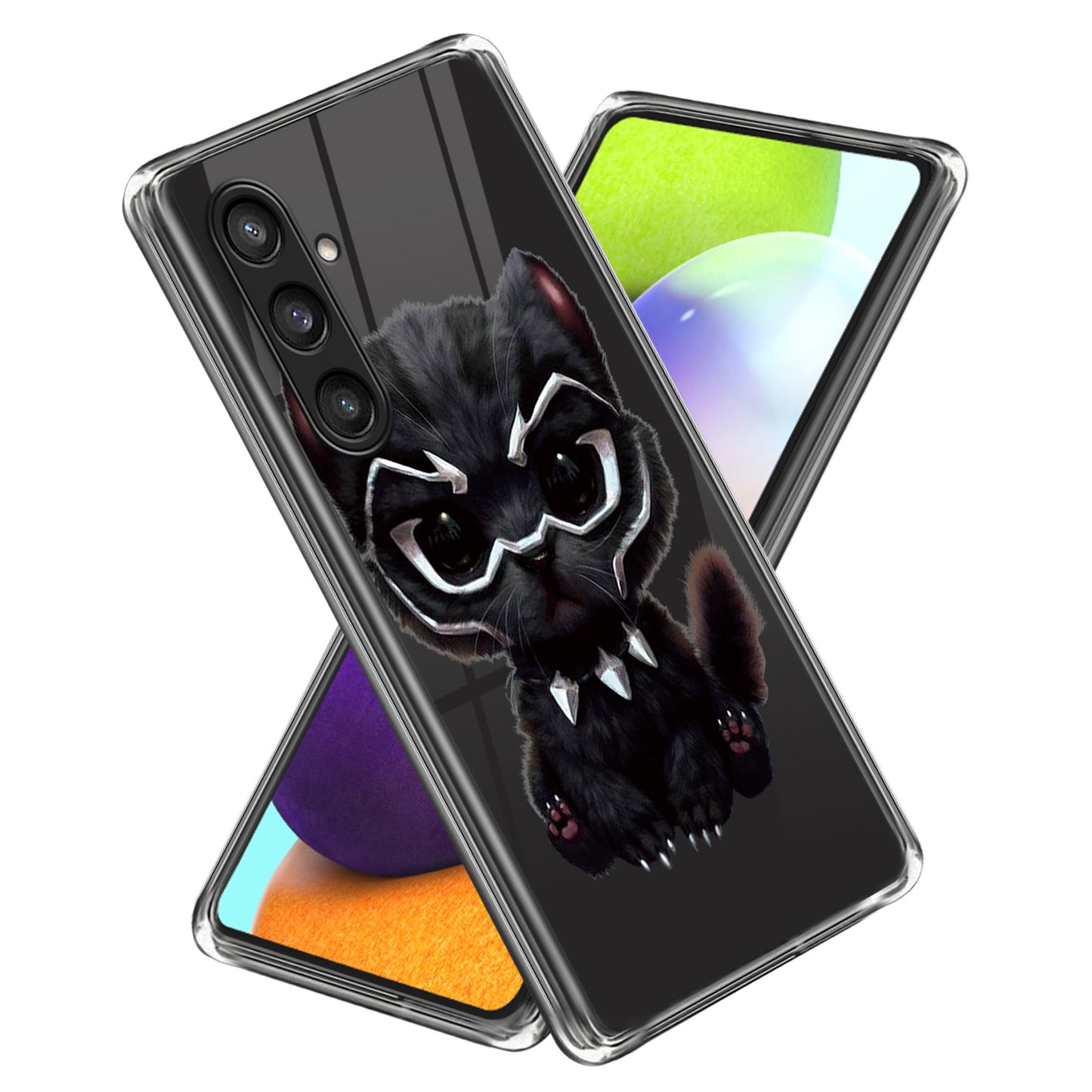 For Samsung Galaxy S24+ TPU Case Slim Fashion Pattern Protective Phone Cover - Black Cat