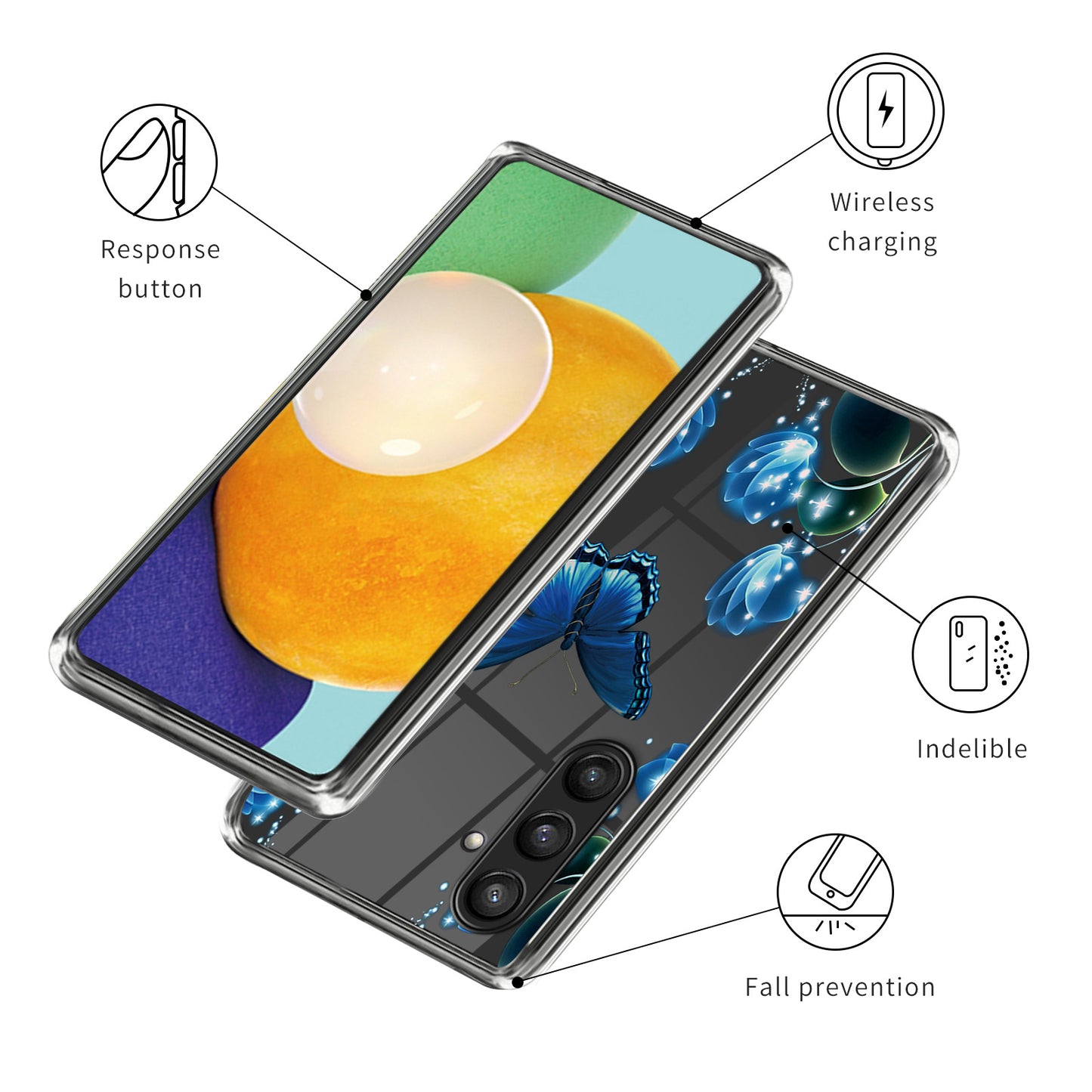 For Samsung Galaxy S24+ TPU Case Slim Fashion Pattern Protective Phone Cover - Butterfly and Flower