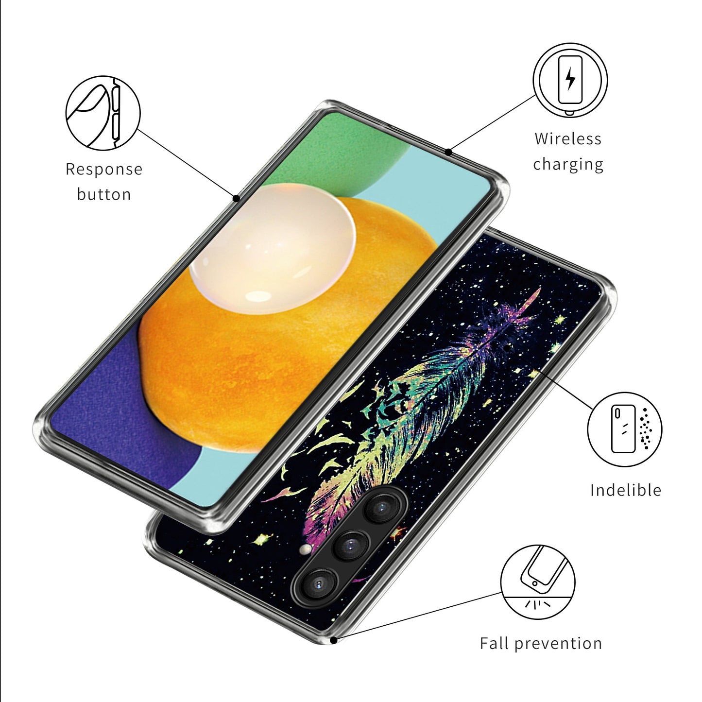 For Samsung Galaxy S24+ TPU Case Slim Fashion Pattern Protective Phone Cover - Feather