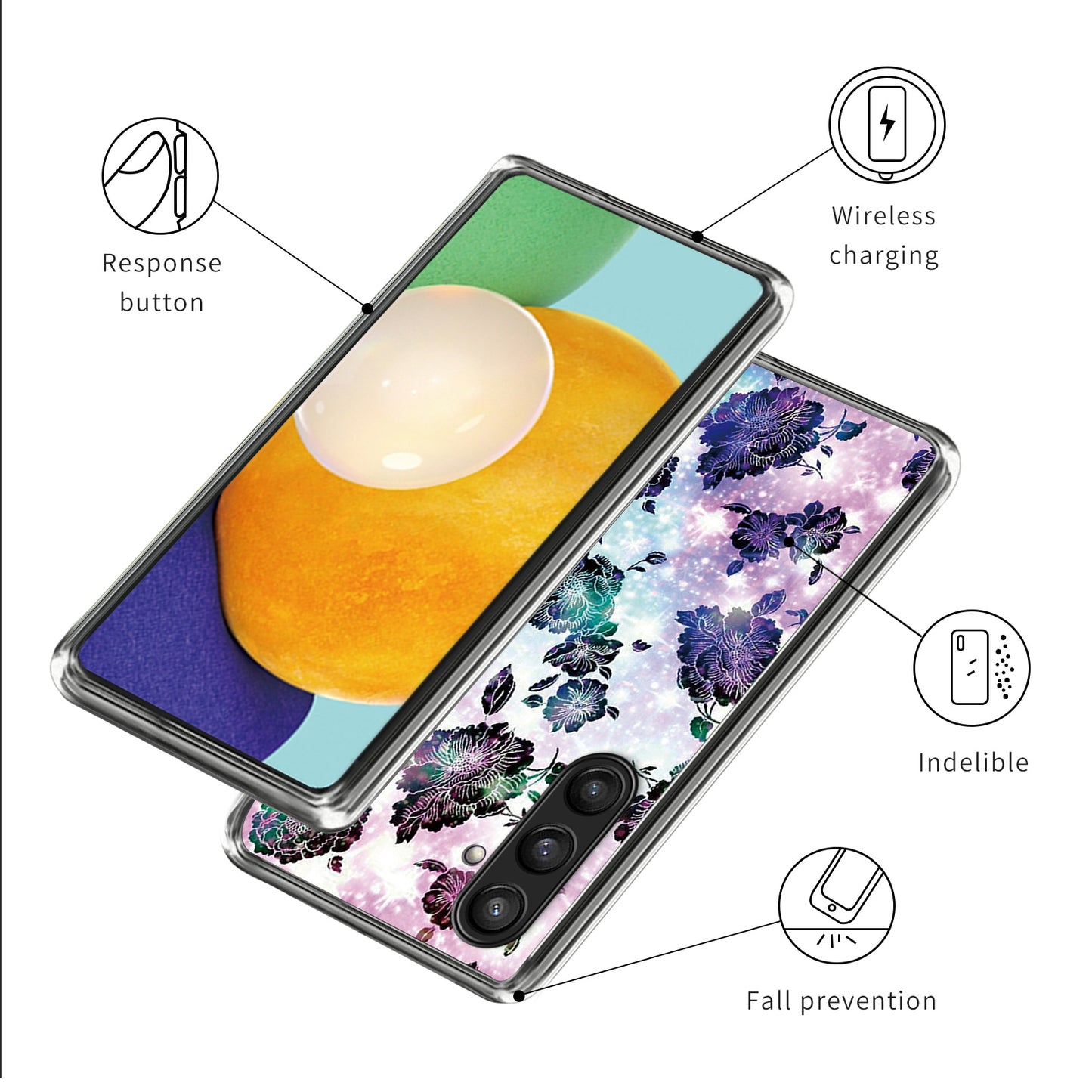 For Samsung Galaxy S24+ TPU Case Slim Fashion Pattern Protective Phone Cover - Purple Flowers