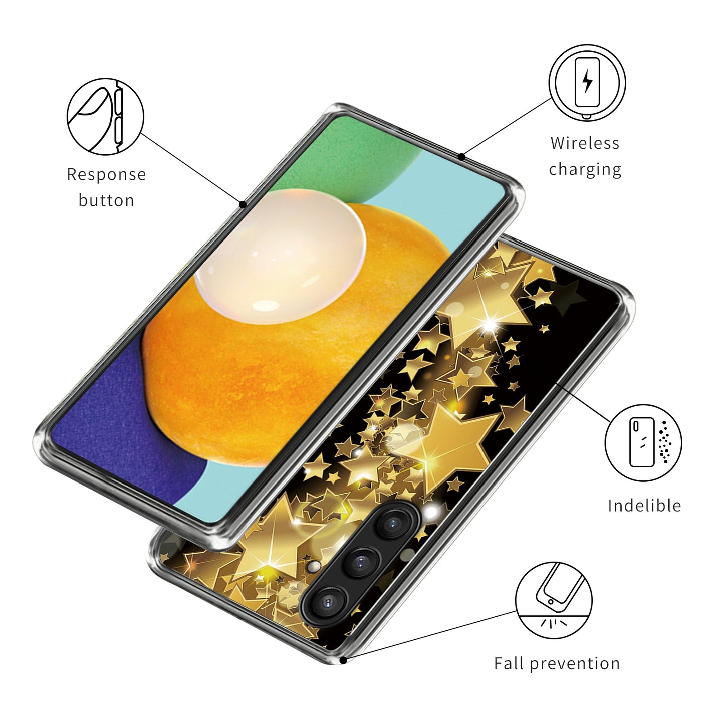 For Samsung Galaxy S24+ TPU Case Slim Fashion Pattern Protective Phone Cover - Golden Stars