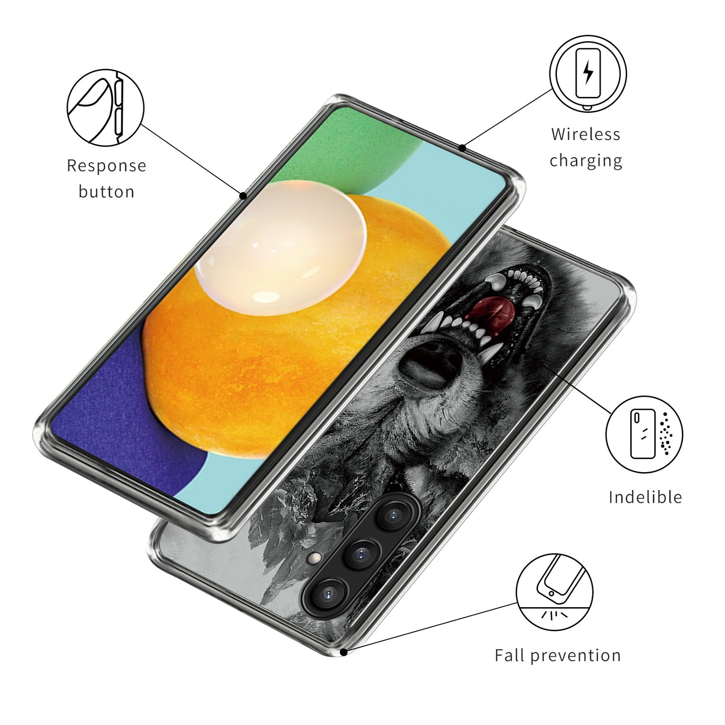 For Samsung Galaxy S24+ TPU Case Slim Fashion Pattern Protective Phone Cover - Fierce Wolf