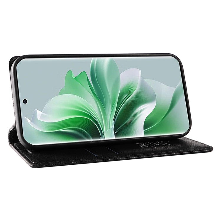 YIKATU YK-006 For Oppo Reno11 5G (Global) Cell Phone Case Litchi Texture PU Leather Stand Wallet Cover - Navy Blue