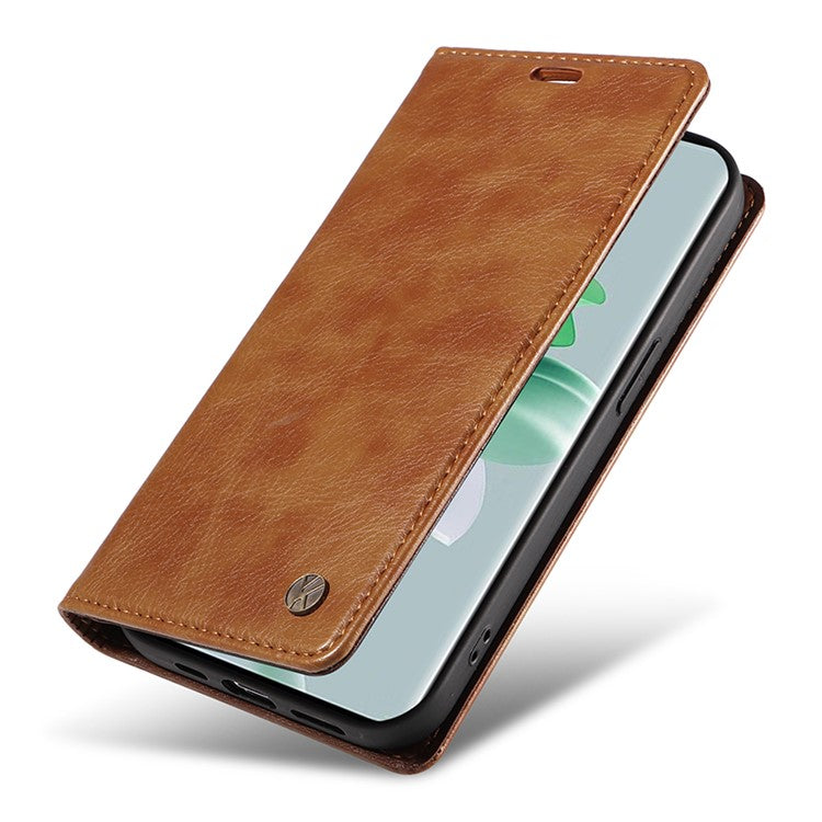 YIKATU YK-006 For Oppo Reno11 5G (Global) Cell Phone Case Litchi Texture PU Leather Stand Wallet Cover - Brown