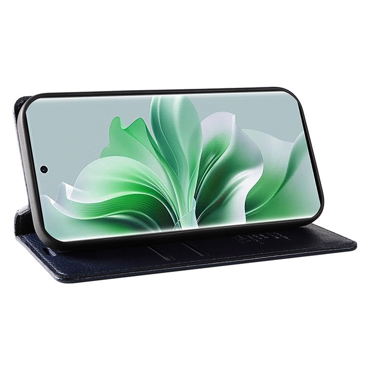 YIKATU YK-006 For Oppo Reno11 5G (Global) Cell Phone Case Litchi Texture PU Leather Stand Wallet Cover - Black