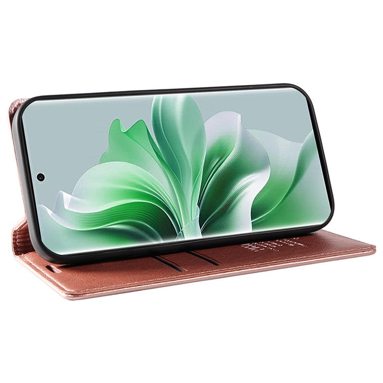 YIKATU YK-006 For Oppo Reno11 5G (Global) Cell Phone Case Litchi Texture PU Leather Stand Wallet Cover - Rose Gold