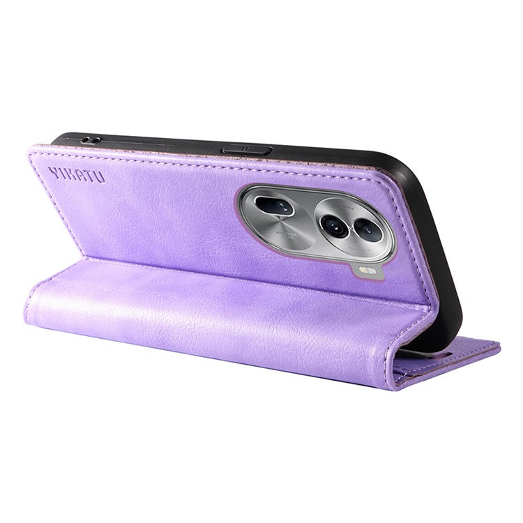 YIKATU YK-006 For Oppo Reno11 5G (Global) Cell Phone Case Litchi Texture PU Leather Stand Wallet Cover - Purple