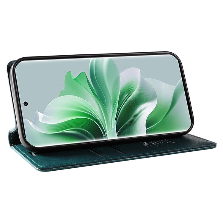 YIKATU YK-006 For Oppo Reno11 5G (Global) Cell Phone Case Litchi Texture PU Leather Stand Wallet Cover - Blue