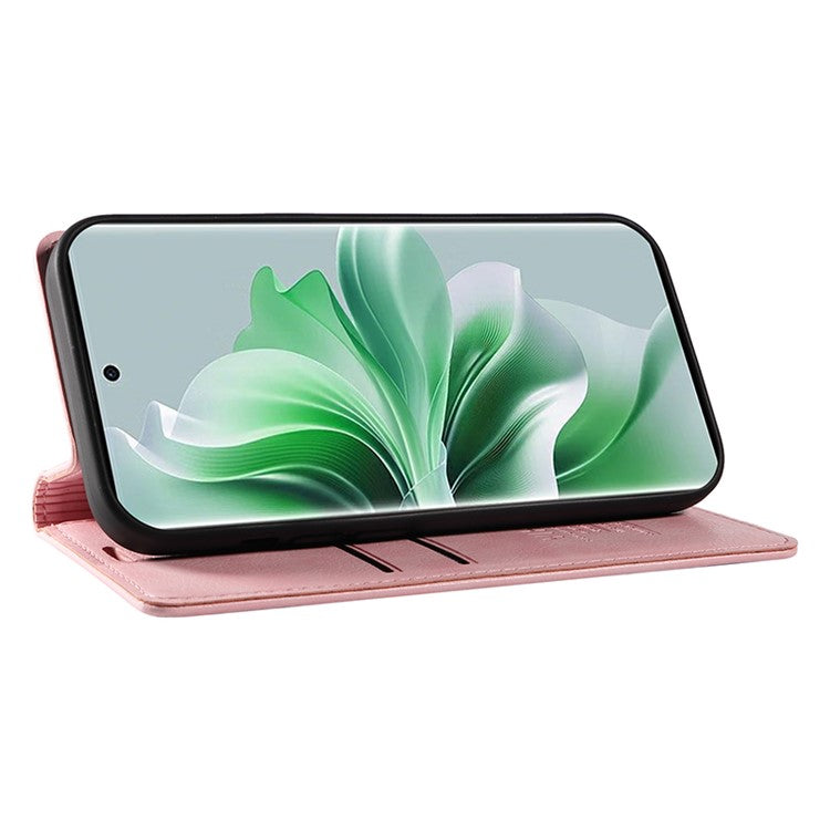 YIKATU YK-006 For Oppo Reno11 5G (Global) Cell Phone Case Litchi Texture PU Leather Stand Wallet Cover - Pink