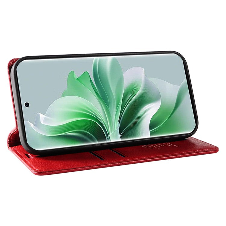YIKATU YK-006 For Oppo Reno11 5G (Global) Cell Phone Case Litchi Texture PU Leather Stand Wallet Cover - Red