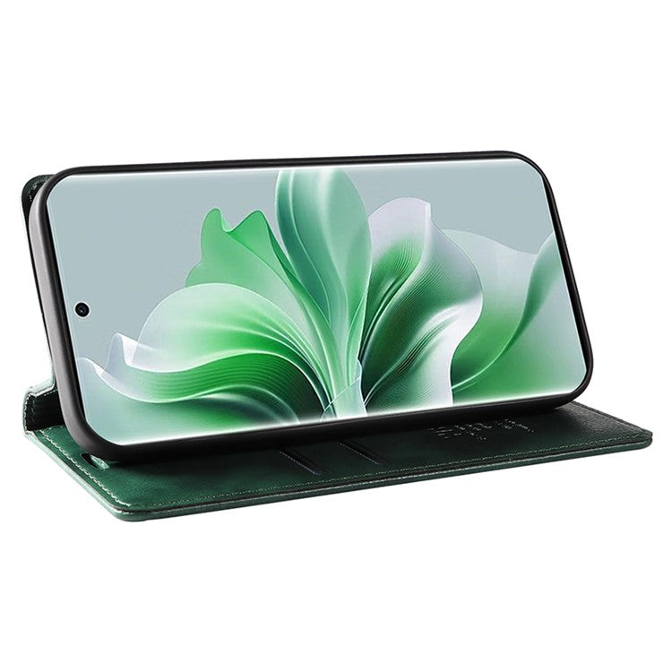 YIKATU YK-006 For Oppo Reno11 5G (Global) Cell Phone Case Litchi Texture PU Leather Stand Wallet Cover - Green
