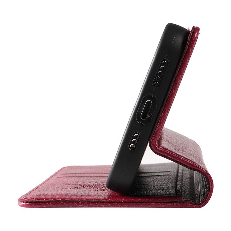 YIKATU YK-006 For Oppo Reno11 5G (Global) Cell Phone Case Litchi Texture PU Leather Stand Wallet Cover - Wine Red