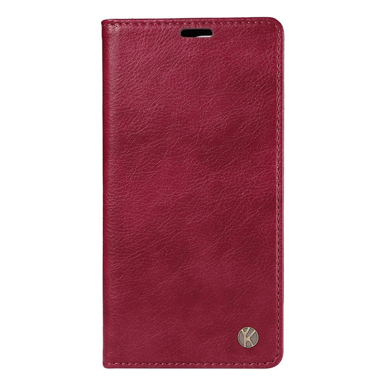 YIKATU YK-006 For Oppo Reno11 5G (Global) Cell Phone Case Litchi Texture PU Leather Stand Wallet Cover - Wine Red