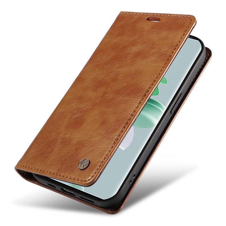 YIKATU YK-006 For Oppo Reno11 Pro 5G (Global) Case Magnetic Auto Closing PU Leather Wallet Phone Cover - Brown