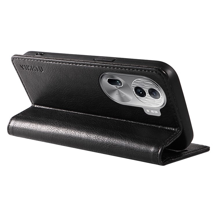 YIKATU YK-006 For Oppo Reno11 Pro 5G (Global) Case Magnetic Auto Closing PU Leather Wallet Phone Cover - Black