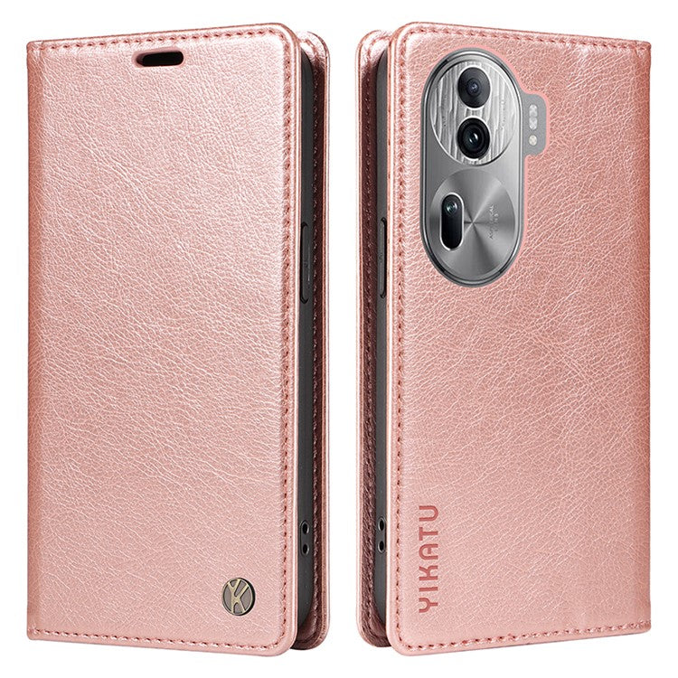 YIKATU YK-006 For Oppo Reno11 Pro 5G (Global) Case Magnetic Auto Closing PU Leather Wallet Phone Cover - Rose Gold