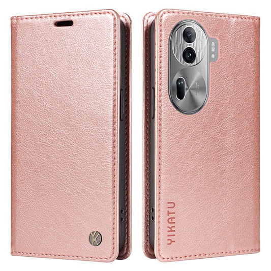 YIKATU YK-006 For Oppo Reno11 Pro 5G (Global) Case Magnetic Auto Closing PU Leather Wallet Phone Cover - Rose Gold