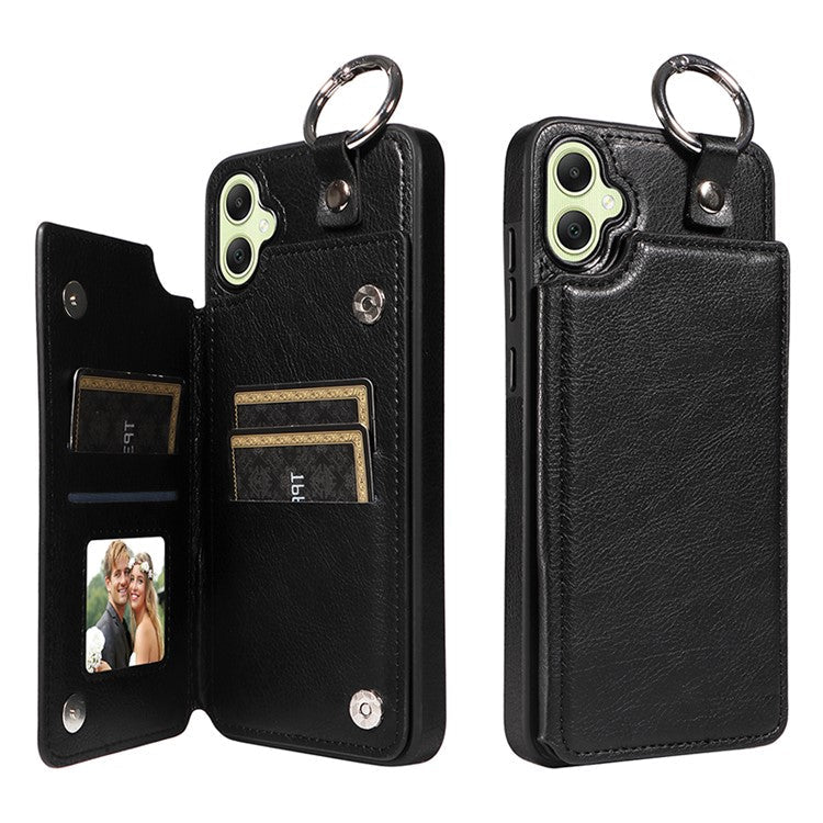 003 For Samsung Galaxy A05 4G Phone Case Litchi Texture Card Slots Back Shell - Black