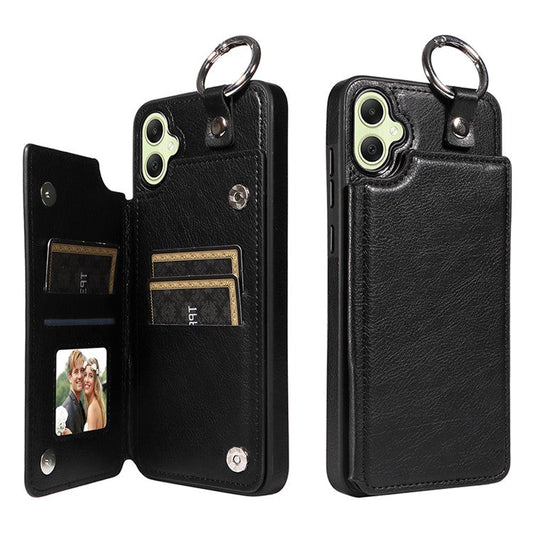 003 For Samsung Galaxy A05 4G Phone Case Litchi Texture Card Slots Back Shell - Black