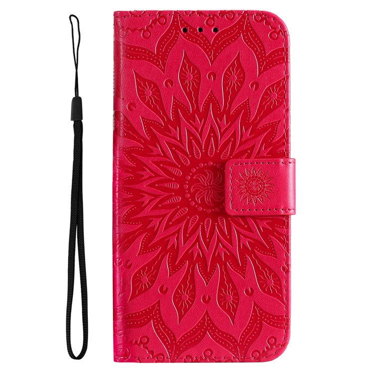 KT Imprinting Flower Series-1 For Oppo Reno11 Pro 5G (Global) Case Leather Wallet Cover with Wrist Strap - Red