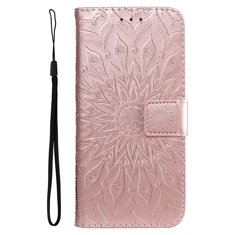 KT Imprinting Flower Series-1 For Oppo Reno11 Pro 5G (Global) Case Leather Wallet Cover with Wrist Strap - Rose Gold