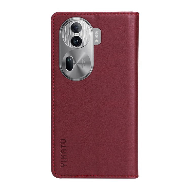 YIKATU YK-001 For Oppo Reno11 Pro 5G (Global) Wallet Case Flip Leather Cover Folding Stand - Wine Red