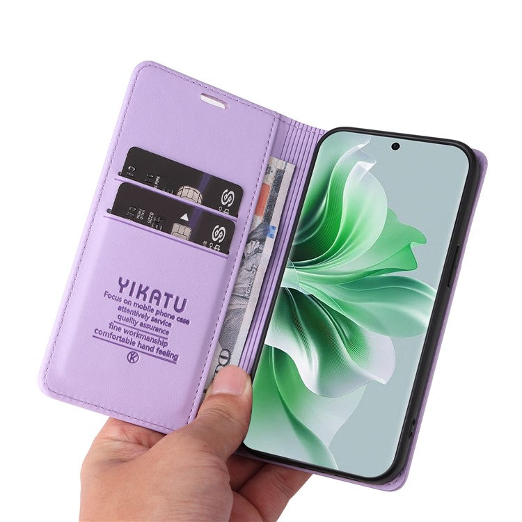 YIKATU YK-001 For Oppo Reno11 Pro 5G (Global) Wallet Case Flip Leather Cover Folding Stand - Light Purple