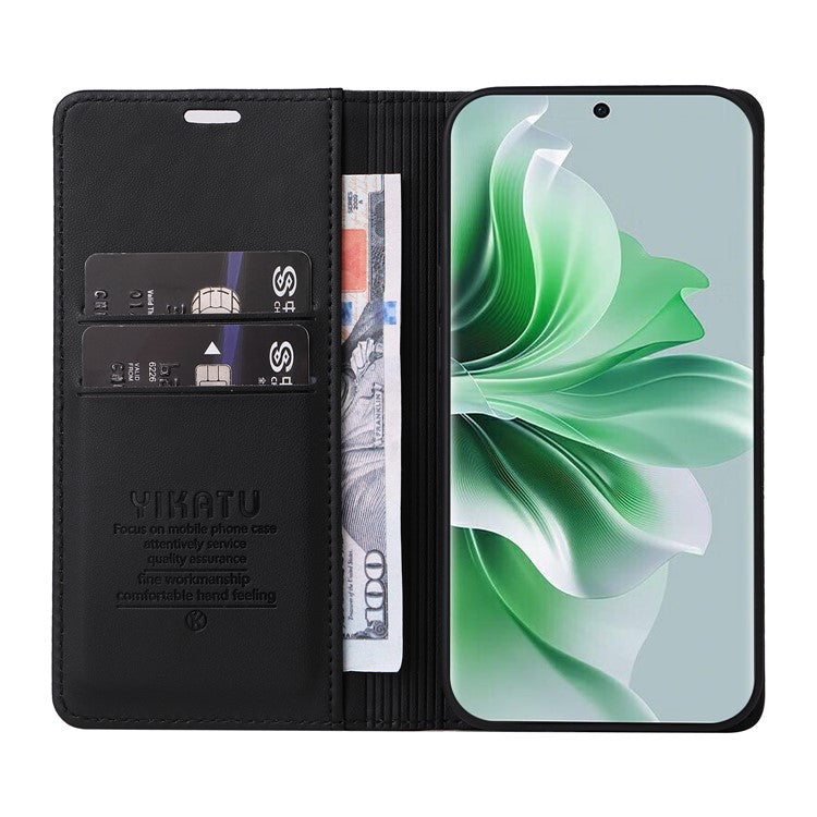 YIKATU YK-001 For Oppo Reno11 Pro 5G (Global) Wallet Case Flip Leather Cover Folding Stand - Black