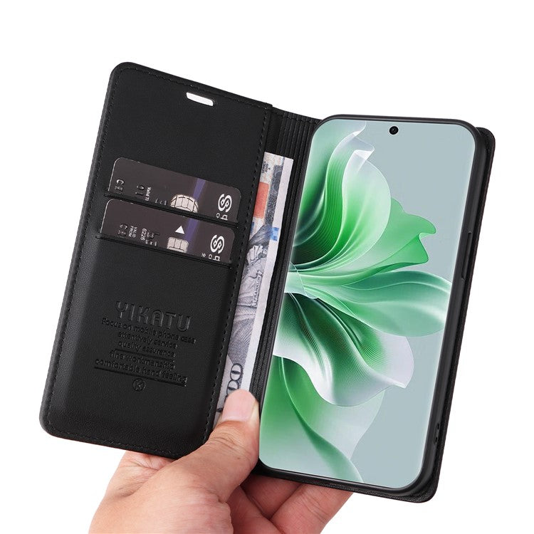 YIKATU YK-001 For Oppo Reno11 Pro 5G (Global) Wallet Case Flip Leather Cover Folding Stand - Black