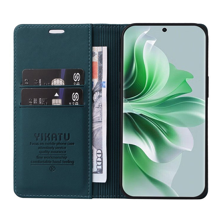 YIKATU YK-001 For Oppo Reno11 Pro 5G (Global) Wallet Case Flip Leather Cover Folding Stand - Green
