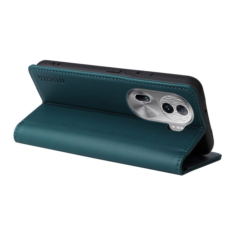 YIKATU YK-001 For Oppo Reno11 Pro 5G (Global) Wallet Case Flip Leather Cover Folding Stand - Green