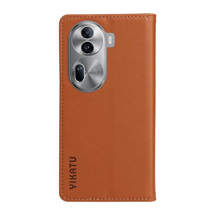 YIKATU YK-001 For Oppo Reno11 5G (Global) Leather Case Wallet Cover Magnetic Closing - Brown