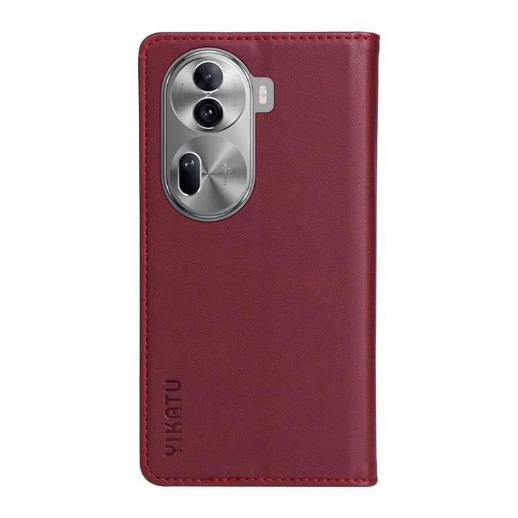 YIKATU YK-001 For Oppo Reno11 5G (Global) Leather Case Wallet Cover Magnetic Closing - Wine Red