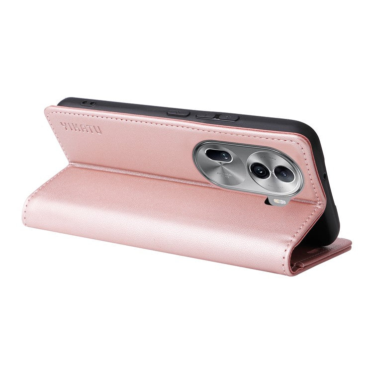 YIKATU YK-001 For Oppo Reno11 5G (Global) Leather Case Wallet Cover Magnetic Closing - Rose Gold