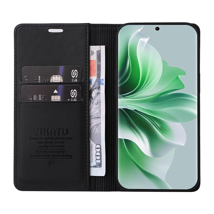 YIKATU YK-001 For Oppo Reno11 5G (Global) Leather Case Wallet Cover Magnetic Closing - Black