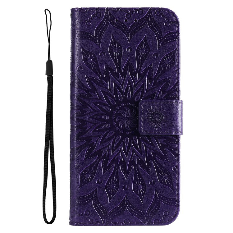 KT Imprinting Flower Series-1 For Oppo Reno11 5G (Global) Cell Phone Case Wallet Cover - Purple