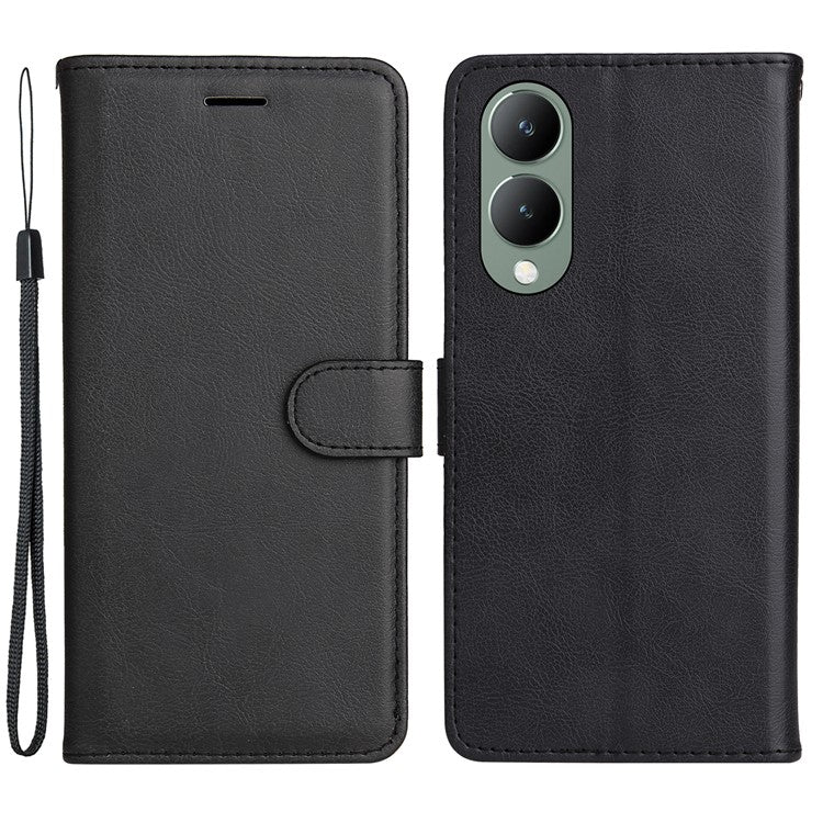 KT Leather Series-2 for vivo Y17s 4G Case Anti-drop Solid Color Stand Phone Protector - Black