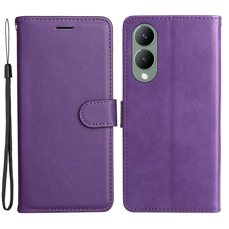 KT Leather Series-2 for vivo Y17s 4G Case Anti-drop Solid Color Stand Phone Protector - Purple