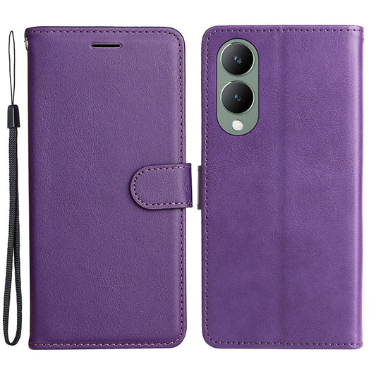 KT Leather Series-2 for vivo Y17s 4G Case Anti-drop Solid Color Stand Phone Protector - Purple