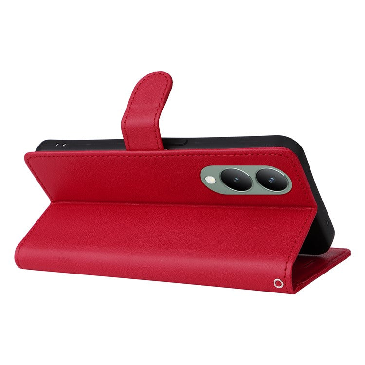 KT Leather Series-2 for vivo Y17s 4G Case Anti-drop Solid Color Stand Phone Protector - Red
