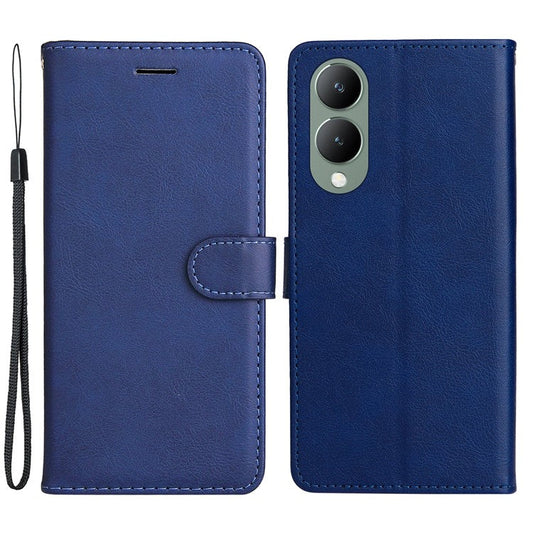 KT Leather Series-2 for vivo Y17s 4G Case Anti-drop Solid Color Stand Phone Protector - Blue