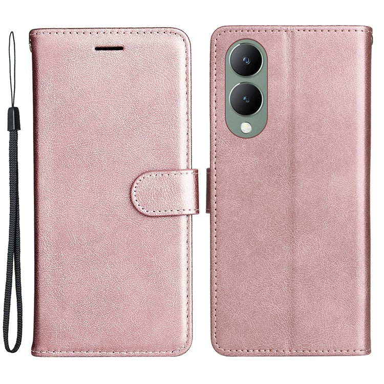 KT Leather Series-2 for vivo Y17s 4G Case Anti-drop Solid Color Stand Phone Protector - Rose Gold