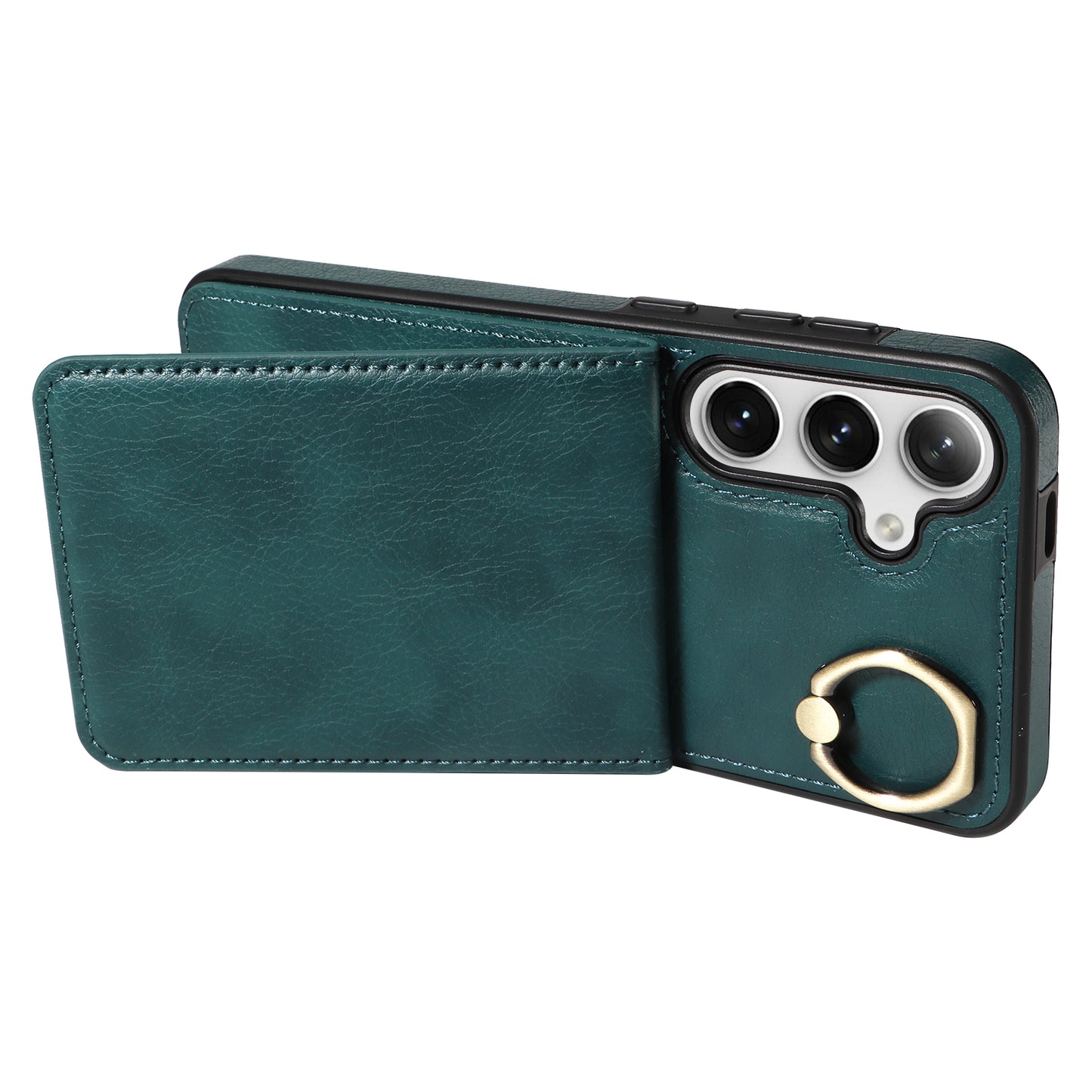 004 PU Leather+TPU Cover for Samsung Galaxy S24+ Case Vertical Flip Litchi Texture Phone Cover - Green