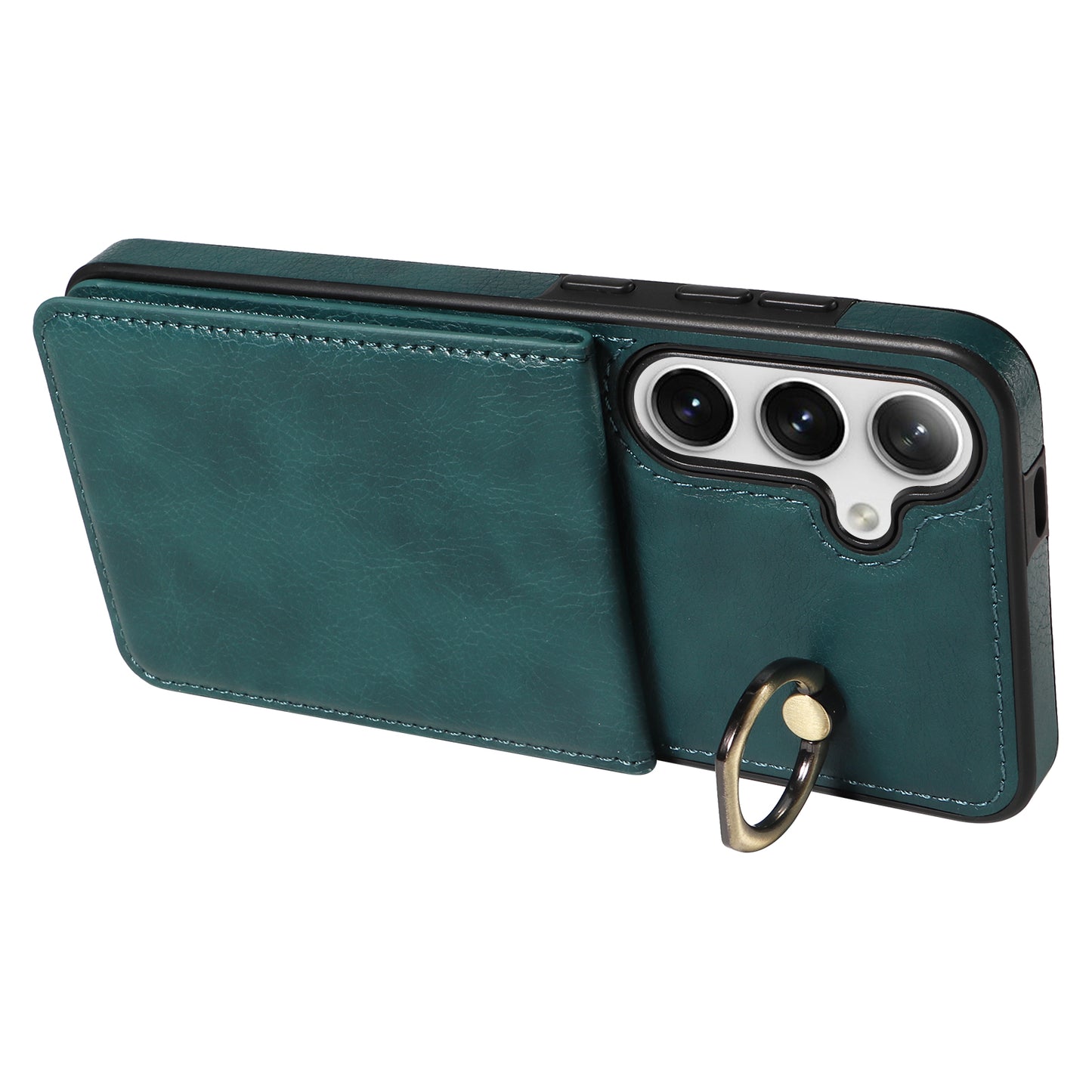 004 PU Leather+TPU Cover for Samsung Galaxy S24+ Case Vertical Flip Litchi Texture Phone Cover - Green
