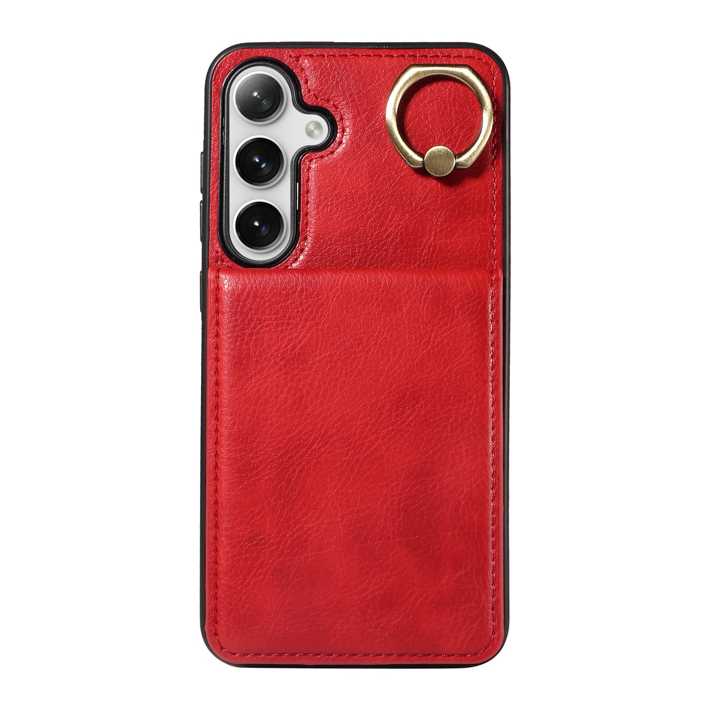 004 PU Leather+TPU Cover for Samsung Galaxy S24+ Case Vertical Flip Litchi Texture Phone Cover - Red