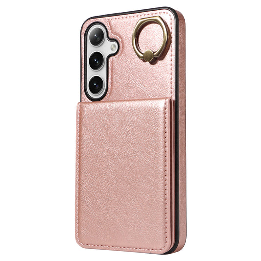 004 PU Leather+TPU Cover for Samsung Galaxy S24+ Case Vertical Flip Litchi Texture Phone Cover - Rose Gold